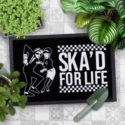 Black & White Ska'd For Life Design Door Mat - 60cm X 40cm - thumbnail 3