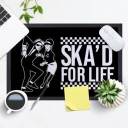 Black & White Ska'd For Life Design Door Mat - 60cm X 40cm - thumbnail 2