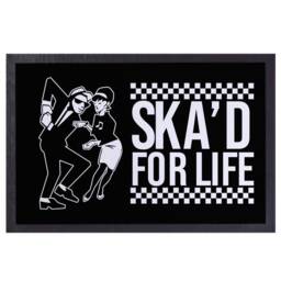 Black & White Ska'd For Life Design Door Mat - 60cm X 40cm - thumbnail 1