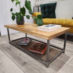 Personalised Industrial Coffee Table - Raw Steel & Wood Custom Engraved Furniture Handmade UK Living Room - thumbnail 3