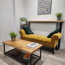 Personalised Industrial Coffee Table - Raw Steel & Wood Custom Engraved Furniture Handmade UK Living Room - thumbnail 2