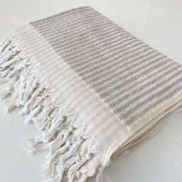 Gray Organic Cotton Turkish Bath Towel, Soft Beach Towel - 36x70 - thumbnail 3