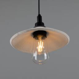 Pyrus Organic Ceramic Bathroom Pendant Light Matte White Striped 11'' Ip44 - thumbnail 3