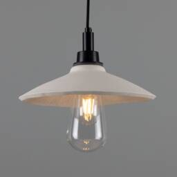 Pyrus Organic Ceramic Bathroom Pendant Light Matte White Striped 11'' Ip44 - thumbnail 1