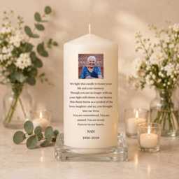 Memorial Candle - Photo We Light This Poem Personalized Remembrance Gift Funeral Tribute Loss Of Loved One Unscented - thumbnail 2