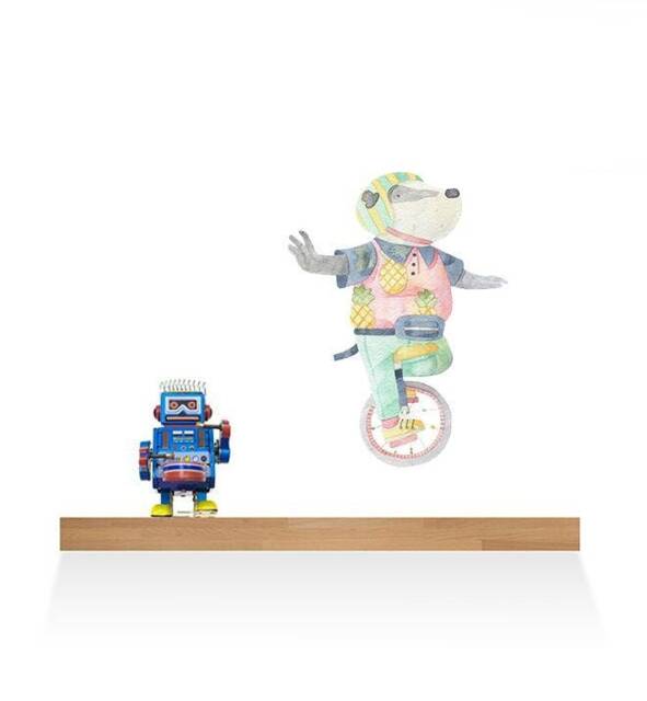 Francois The Unicycle Bear Wall Sticker Decal - Kids Stickers, Animals Childrens Decals, Room, Girl, Boy