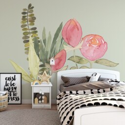 Watercolor Flower Bouquet Decals Blooms Peonies Wall Decals Floral Garden Decor Girls Baby Room Nursery Pink Peony Southern Charm - thumbnail 2