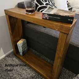 Handmade Rustic Pine Side Table Slim Reclaimed Wood End Table - thumbnail 3