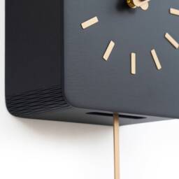 Modern Cuckoo Clock, Minimalist Wooden Wall Black Scandinavian Decor - thumbnail 4
