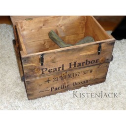 "Wooden Crate, Cargo Chest, Table, Storage Box ""Pearl Harbor" - thumbnail 3