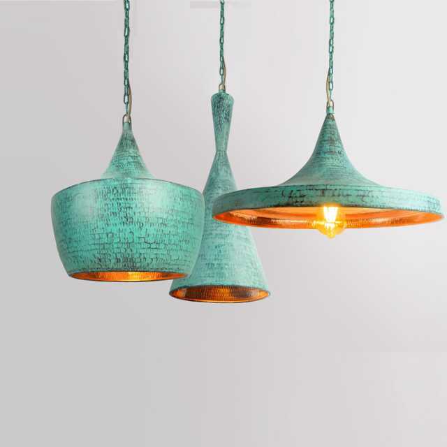 Oxidized Copper Pendant Light - Sets Of 3 - Hammered Kitchen Island Lighting Lamp -Shade Scandinavian Light Fixture - image 1
