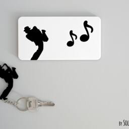 Man Playing Saxophone Silhouette - Key Holder Chain Housewarming Gift Idea New Home Sweet Decor - thumbnail 2