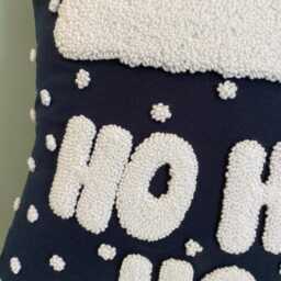 Punch Needle Christmas Pillow Cover Navy Blue Santa Hat Cushion - thumbnail 2