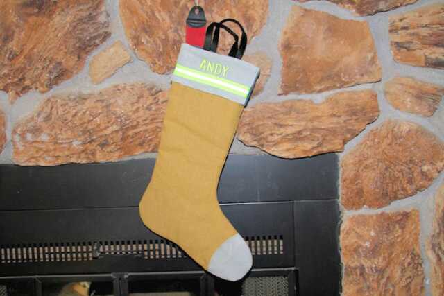 Firefighter Turnout Bunker Gear Christmas Stocking With Leather Trim - image 1
