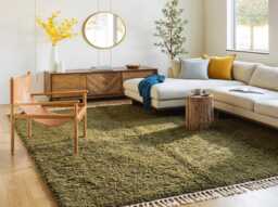 Moss Green Shag Rug - Living Room Area Rugs Cozy Decor Hand Tufted Moroccan Berber Custom Wool Carpet