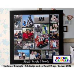Custom 17 Photo Picture Collage Family Friend Holiday Travel Wedding Birthday Display Board Wall Art Framed Canvas Print Gift - thumbnail 1