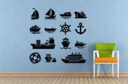 Sail Boat Old Ship Yat Liner Ocean Sea Lake River Transport Wall Decal Vinyl Sticker Mural Room Decor L1691 - thumbnail 1