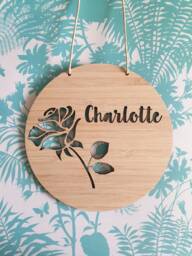 Rose Personalised Wooden Wall/Door Hanging-Wall Hanging-Kids Door Sign-Custom Name-Kids Gift-Baby Gift-Lasercut-Plaque-Nursery Decor