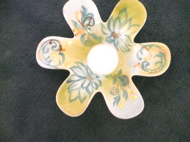 Porcelain Flower Tea Light Holder Gold & Turquoise