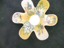 Porcelain Flower Tea Light Holder Gold & Turquoise
