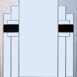 Art Deco Bathroom Mirror - Rectangular Black Stained Glass - thumbnail 2