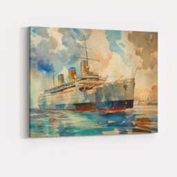 Vintage Ocean Liner Passenger Cruise Ship Watercolour Canvas Wall Art Print Decor Picture Ready To Hang - thumbnail 4