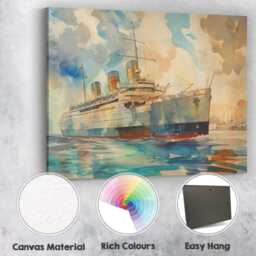 Vintage Ocean Liner Passenger Cruise Ship Watercolour Canvas Wall Art Print Decor Picture Ready To Hang - thumbnail 2