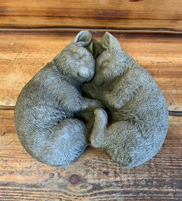 stine Garden Pair Of Loving Cuddling Rabbits Hare Detailed Ornament - image 1