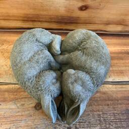 stine Garden Pair Of Loving Cuddling Rabbits Hare Detailed Ornament - thumbnail 2