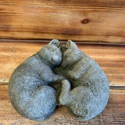 stine Garden Pair Of Loving Cuddling Rabbits Hare Detailed Ornament - thumbnail 4
