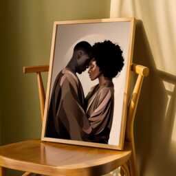 Intimate Embrace Art Print Afrocentric Couple, Boho Home Decor - Poster Only - thumbnail 3