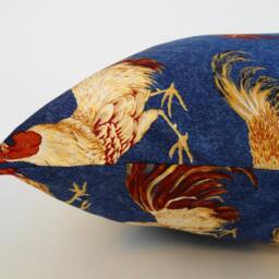 Rooster & Hen Pillow Cover Blue Brown Cotton Throw Cushion, 16 X - thumbnail 3