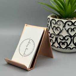 Hammered Copper Business Card Holder Square Vertical Desk Display - thumbnail 2