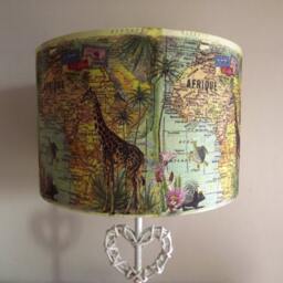 Africa Map Giraffe Lampshade Vintage French Style Decoupage - thumbnail 3