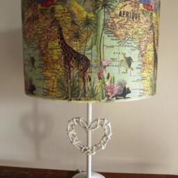 Africa Map Giraffe Lampshade Vintage French Style Decoupage - thumbnail 2