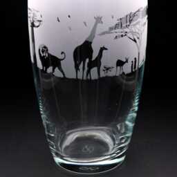 Safari Glass Botanica Vase - Etched Engraved Glassware Home & Bar Decor - thumbnail 3