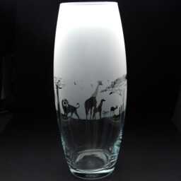 Safari Glass Botanica Vase - Etched Engraved Glassware Home & Bar Decor - thumbnail 1