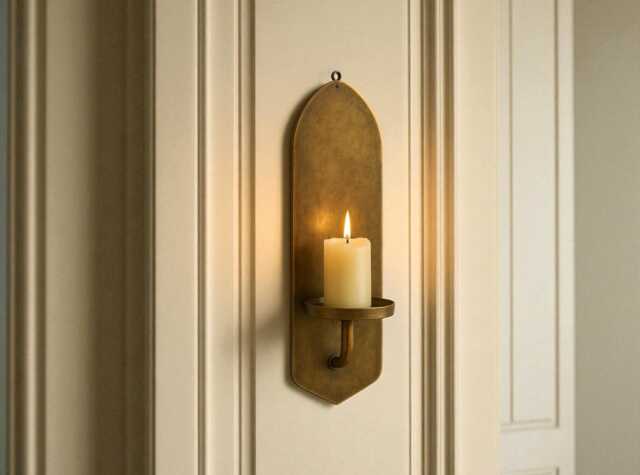 Oxidized Brass Wall Sconce - Polished Candle Holder, Handmade Moroccan Sconce, Rustic D??cor, Lighting Duty Free - image 1