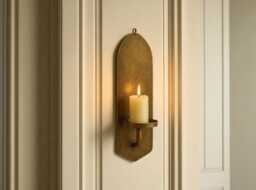 Oxidized Brass Wall Sconce - Polished Candle Holder, Handmade Moroccan Sconce, Rustic D??cor, Lighting Duty Free - thumbnail 1