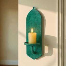 Oxidized Brass Wall Sconce - Polished Candle Holder, Handmade Moroccan Sconce, Rustic D??cor, Lighting Duty Free - thumbnail 3