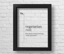Transparent Vegetarian Definition Print Vegan Funny Gift Wall Art Decor Kitchen Quotes Poster - thumbnail 1