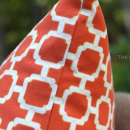 "Orange Trellis Pillow Cover, Indoor Outdoor Fabric - 20"" X 20" - thumbnail 2