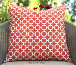 "Orange Trellis Pillow Cover, Indoor Outdoor Fabric - 20"" X 20" - thumbnail 1