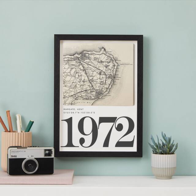 Black & White Custom Map Print, Wall Art Gift For Him, Birthday Him - image 1