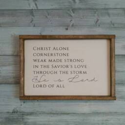 Cornerstone , Wood Sign, Christ Alone, Song, Wooden Sign With Frame, Christian, Home & Living, Wall Decor, He Is Lord, Bible, Scripture - thumbnail 3