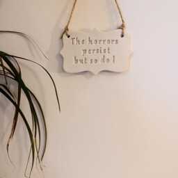 The Horrors Persist But So Do I ~ Clay Plaque - Goth Home Decor, Wall Hangings Mental Health, Depression, Encouragement Gift - thumbnail 3