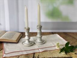 Ivory Glazed Shabbat Candlestick Holders With 24Kt Gold Inscription