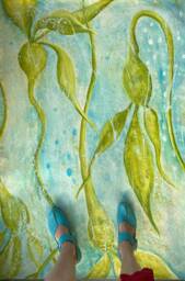 Bull Kelp Abstract Painting Coastal Ocean Art Floorcloth Or Tapestry - thumbnail 1