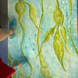 Bull Kelp Abstract Painting Coastal Ocean Art Floorcloth Or Tapestry - thumbnail 4