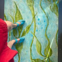 Bull Kelp Abstract Painting Coastal Ocean Art Floorcloth Or Tapestry - thumbnail 2